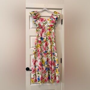 Altar'd State Floral Maxi Skirt with Pink, Yellow, and Blue